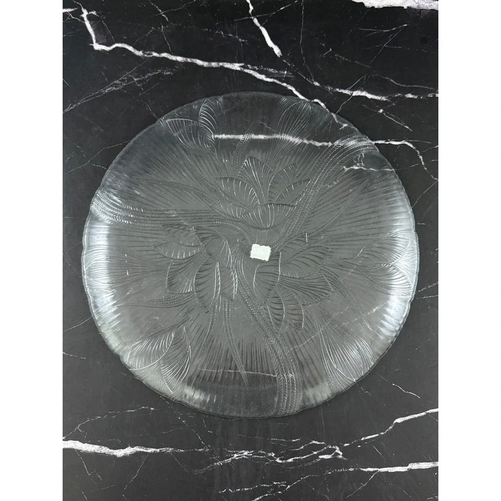 VTG NIB Arcoroc Magnolia Tempered Glass 12 1/2in Round Cake Serving Plate